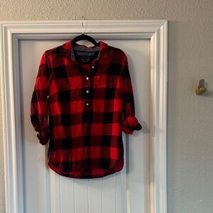 Tommy Hilfiger Red and Black Plaid Button Down Shirt